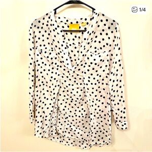 Anthropologie Maeve Polka Dot Blouse L